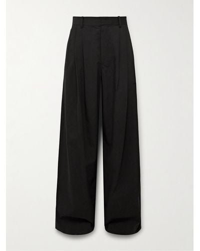 The Row Berto Wide-leg Pleated Cashmere-blend Trousers - Black