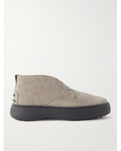 Tod's Shearling-lined Suede Chukka Boots - Grey