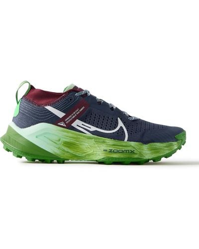 Nike Zegama Stretch-jersey And Rubber-trimmed Mesh Trail Running Sneakers - Green