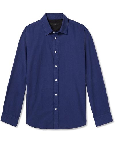 Rag & Bone Gus Hemp And Cotton-blend Shirt - Blue