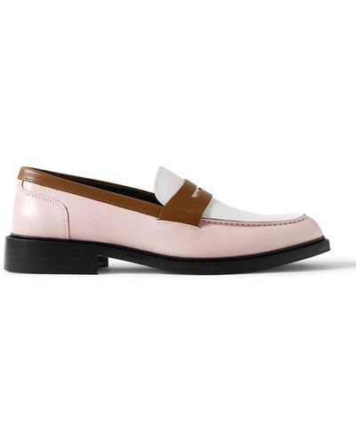VINNY'S Townee Colour-block Leather Penny Loafers - Brown