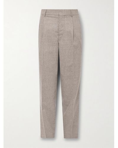 Umit Benan Slim-fit Pleated Virgin Wool And Cashmere-blend Suit Trousers - Grey