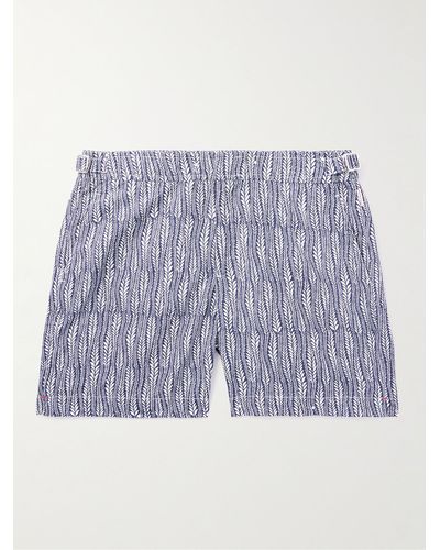 Orlebar Brown Bulldog Fern Straight-leg Mid-length Printed Swim Shorts - Blue