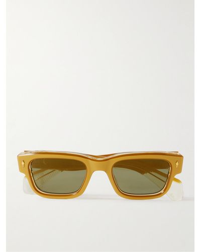 Jacques Marie Mage Jeff Square-frame Acetate And Gold-tone Sunglasses - Yellow