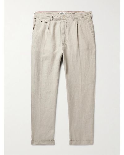 Alex Mill Standard Slim-Fit Cropped Pleated Linen Trousers - Natur
