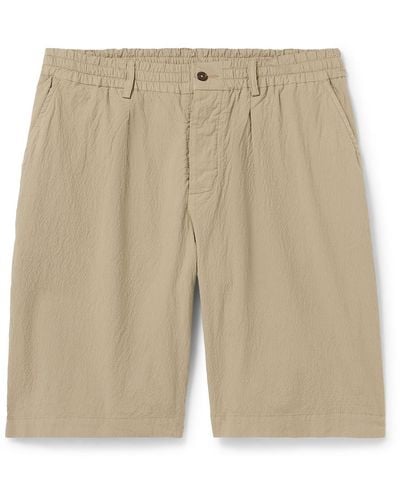 Universal Works Wide-leg Cotton-blend Seersucker Shorts - Natural