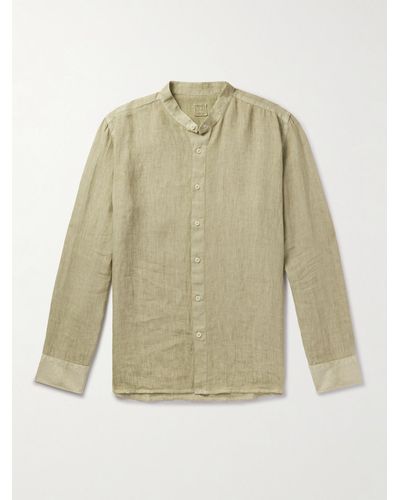 120% Lino Grandad-collar Linen Shirt - Natural