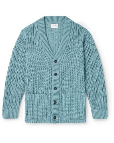 NN07 Benzon 6533 Ribbed Recycled Wool-blend Cardigan - Blue