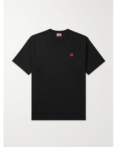 KENZO T-Shirt aus Baumwoll-Jersey mit Logoapplikation - Schwarz