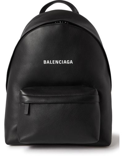 Balenciaga Logo-print Leather Backpack - Black