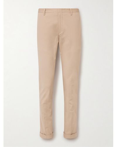 Paul Smith Slim-fit Cotton-blend Twill Trousers - Natural