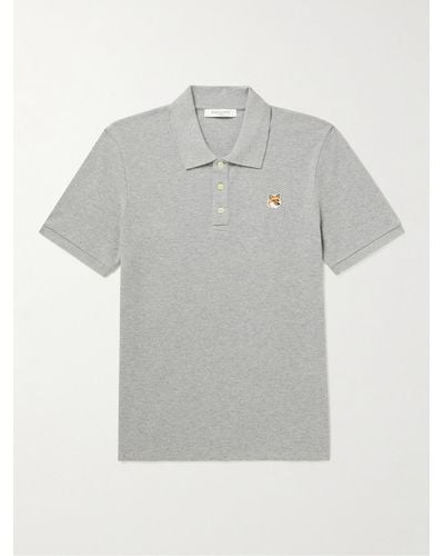 Maison Kitsuné Logo-Appliquéd Cotton-Piqué Polo Shirt - Grau
