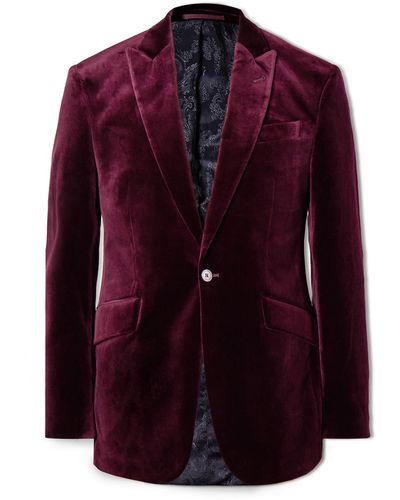 Favourbrook Newport Cotton-velvet Tuxedo Jacket - Purple