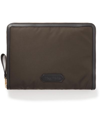 Tom Ford Leather-trimmed Shell Document Holder - Brown