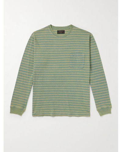 Beams Plus Indigo Striped Cotton-jersey T-shirt - Green