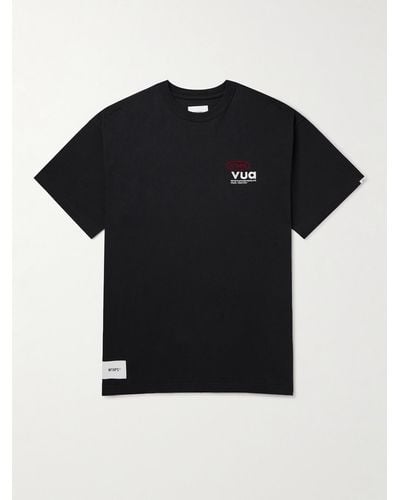 WTAPS T-shirt in jersey di cotone con logo ricamato - Nero