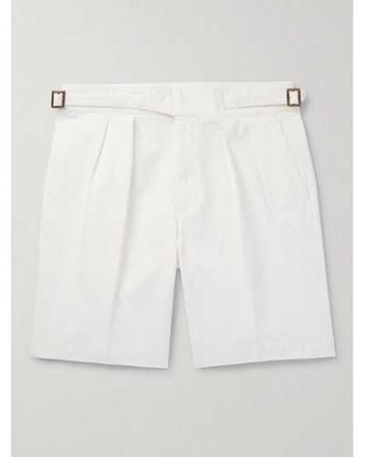 Rubinacci Straight-leg Pleated Cotton-twill Shorts - White