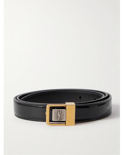 Saint Laurent 3cm Logo-embellished Leather Belt - Black