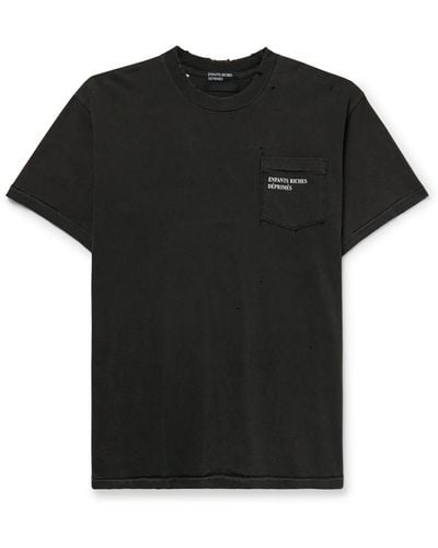 Enfants Riches Deprimes Distressed Bleached Logo-print Cotton-jersey T-shirt - Black