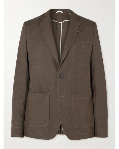 Oliver Spencer Theobald Unstructured Linen Suit Jacket - Brown