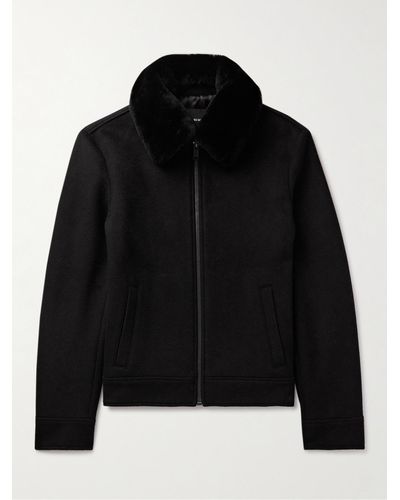 Yves Salomon Shearling-trimmed Wool And Cashmere-blend Jacket - Black