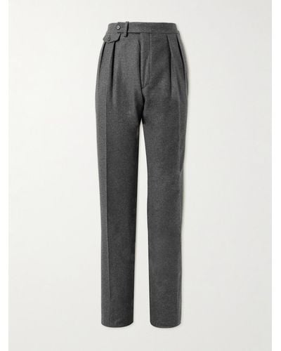 Ralph Lauren Purple Label Straight-leg Pleated Wool Trousers - Grey