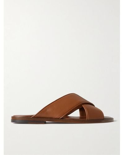 Manolo Blahnik Otawi Leather Sandals - Brown