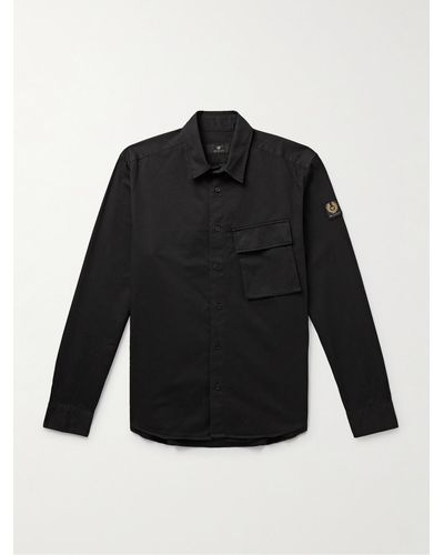 Belstaff Camicia in twill di cotone tinta in capo Scale - Nero