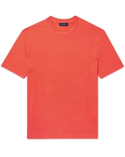 Thom Sweeney Slim-fit Linen-blend Jersey T-shirt - Red