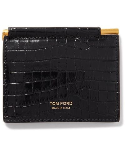 Tom Ford Croc-effect Leather Billfold Wallet And Money Clip - Black