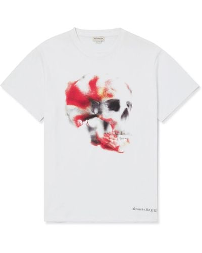 Alexander McQueen Obscured Skull Print T-Shirt - White