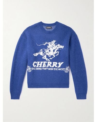 CHERRY LA Intarsia-knit Alpaca-blend Sweater - Blue