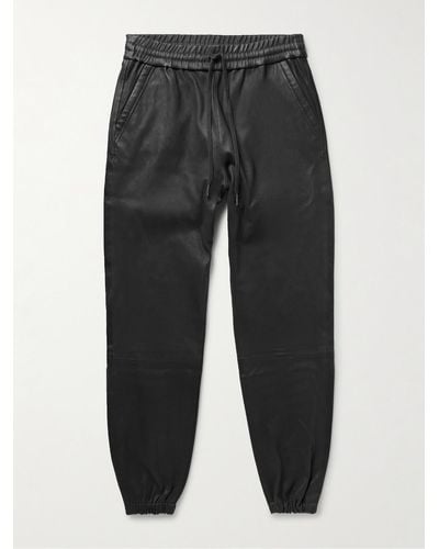 John Elliott LA Tapered Leather Sweatpants - Nero