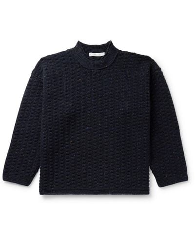 Inis Meáin Donegal Merino Wool And Cashmere-blend Mock-neck Sweater - Blue
