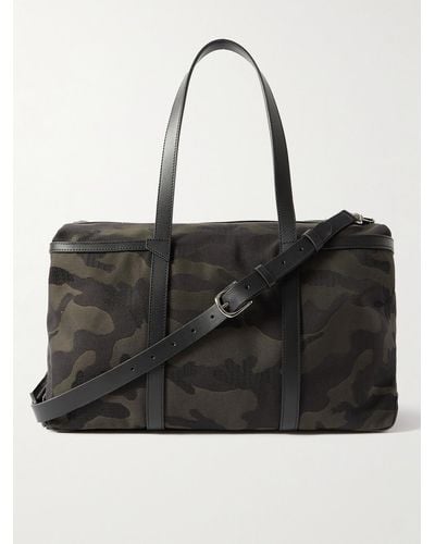 Mismo M/S Tour Reisetasche aus Jacquard mit Camouflage-Muster und Lederbesätzen - Schwarz