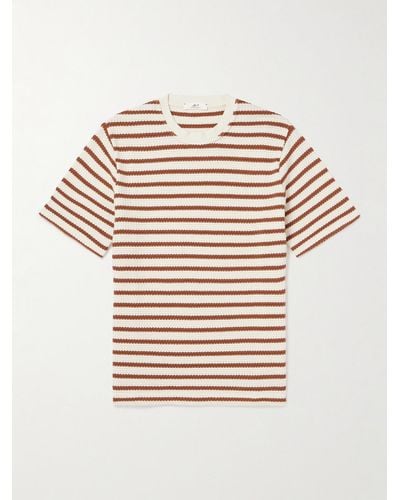 MR P. Striped Open-knit Organic Cotton T-shirt - Natural