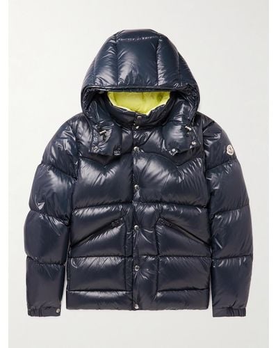 Moncler Coutard Quilted Glossed-Shell Hooded Down Jacket - Blu