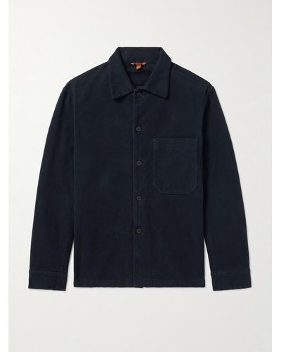 Barena Hemdjacke aus Moleskin aus einer Baumwollmischung in Stückfärbung - Blau
