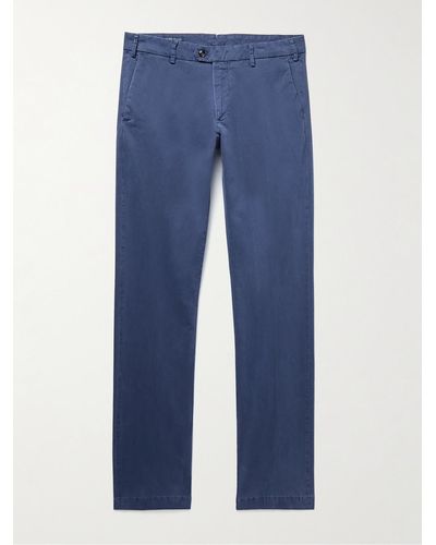 Peter Millar Concorde Garment-dyed Stretch-cotton Twill Pants - Blue
