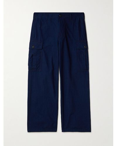 Beams Plus Wide-leg Cotton-ripstop Cargo Trousers - Blue