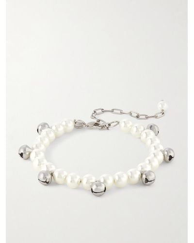 Simone Rocha Bell Silver-tone And Faux Pearl Bracelet - Natural