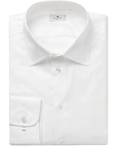 Etro Slim-fit Paisley-jacquard Cotton Shirt - White