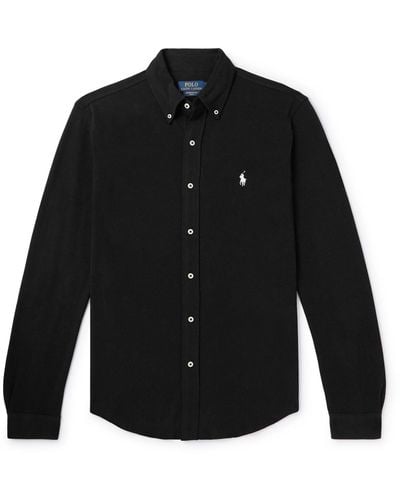 Polo Ralph Lauren Logo-embroidered Cotton-piqué Shirt - Black