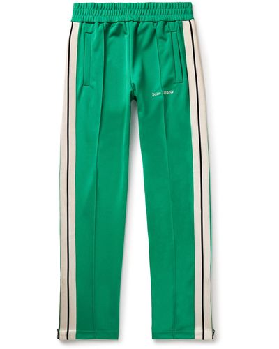 Palm Angels Straight-leg Striped Pleated Tech-jersey Track Pants - Green