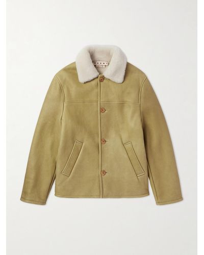 Marni Cloudy Shearling-lined Leather Jacket - Natural