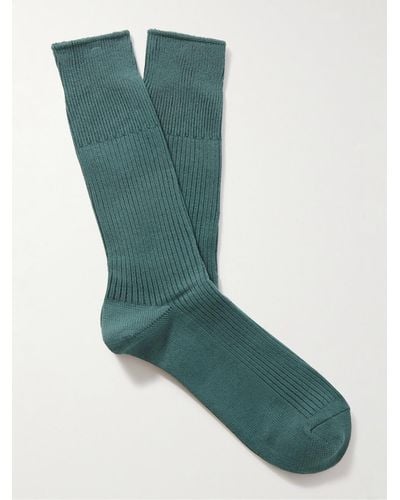 Anonymous Ism Brilliant Ribbed-knit Socks - Green