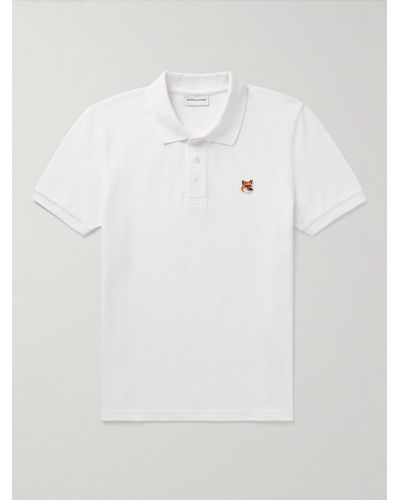 Maison Kitsuné Logo-appliquéd Cotton-piqué Polo Shirt - White