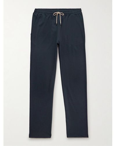Zimmerli of Switzerland Straight-leg Cotton-blend Piqué Drawstring Pants - Blue