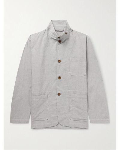 Hartford Jerome Striped Cotton And Linen-blend Jacket - Grey