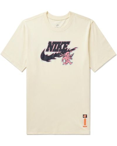 Nike Sportswear Logo-print Cotton-jersey T-shirt - Natural